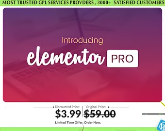Wtyczka Elementor Pro GPL | Kreator stron WordPress | Nieograniczona liczba witryn | Natychmiastowe pobieranie | Licencja cyfrowa