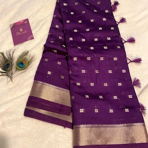 Spun Cotton Saree – Classic Purple | Soft, Timeless & Effortless | Everyday and Festive Wear | UK Seller