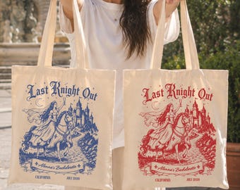 Last Knight Out Medieval Bride Favors Custom Renaissance Faire Tote Bag Medieval Bachelorette Party Gifts Bridal Squad Gifts
