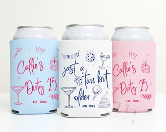 A Tini Bit Older Can Cooler, Personalized Party Gifts for 30th 40th 50th, Martini Bday Birthday Can Cooler, Drink Sleeve Tiny Bit Older