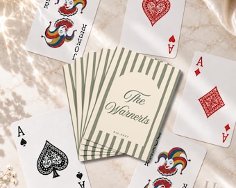 Personalized Family Name Playing Cards, Custom Last Name & Est Year Card Deck Personalized Wedding Favor Couple Wedding Tee Anniversary Gift