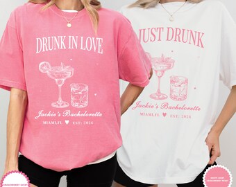 Luxury Bachelorette Merch Drunk in Love Bachelorette Party Shirts Custom Bach Tshirts Social Cocktail Club Themed Bridal Gifts Just Drunk