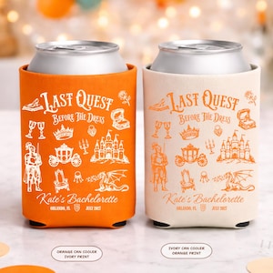 Last Quest Before the Dress Can Cooler Renaissance Faire Bachelorette Drink Sleeve Fantasy Bridal Party Cozies Last Night Out Favor