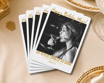 Personalized 40th Birthday Playing Cards, 40 Never Looked So Good Vintage Birthday Party Favors Custom Photo Card Deck, Custom Birthday Gift