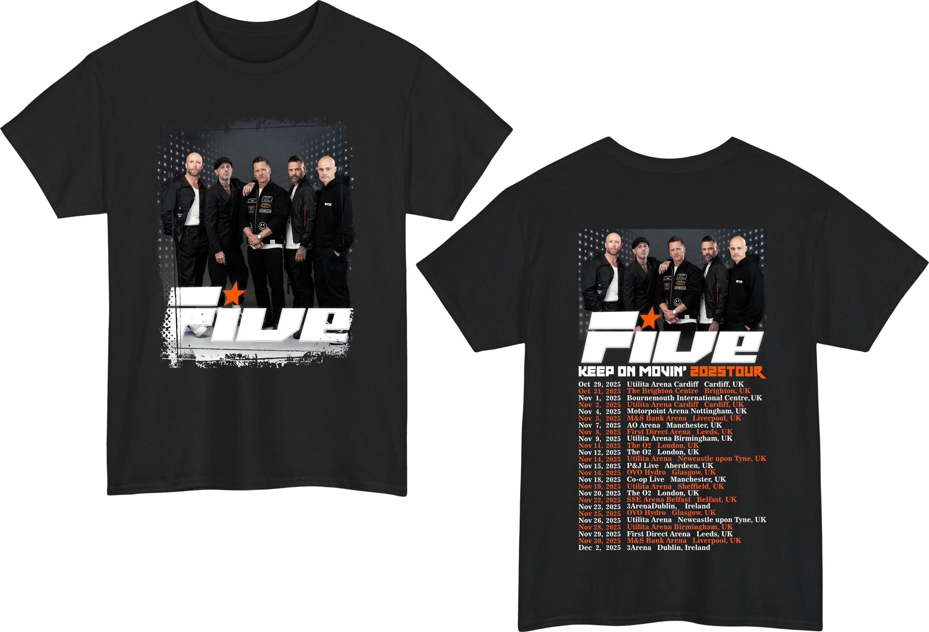 Discover Five Band Tour 2025 T-Shirt with Front and Back Print Keep On Movin'
