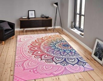 Colorful Mandala Rug, Non-Slip Zen Meditation Carpet
