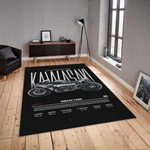 Tapis Kawasaki Ninja H2R, décoration Superbike | Tapis de garage pour motos | Cadeau amateur de vitesse pour lui, tapis antidérapant