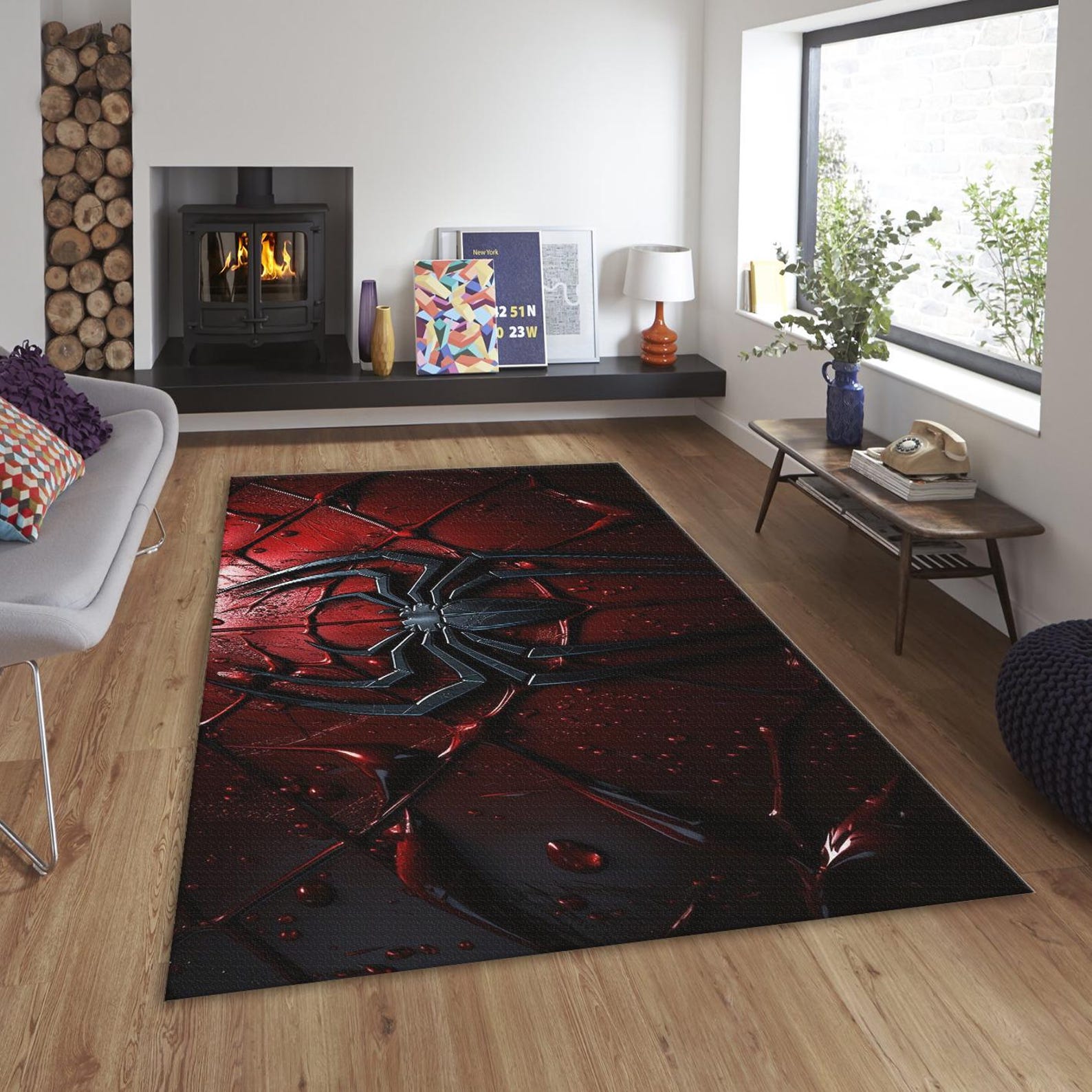Spider-man Rug, Black Suit Fan Art | Metallic Red Spidey Emblem | Man ...