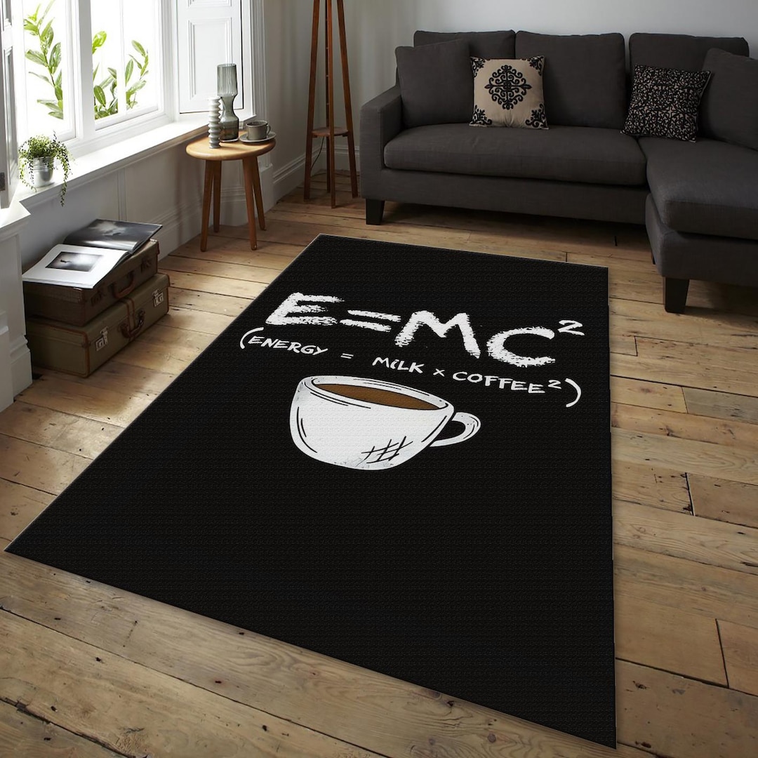 Stupid Rug Funny Coffee Rug, E=MC2 Parody Art | Science Humor Decor | Kitchen ...