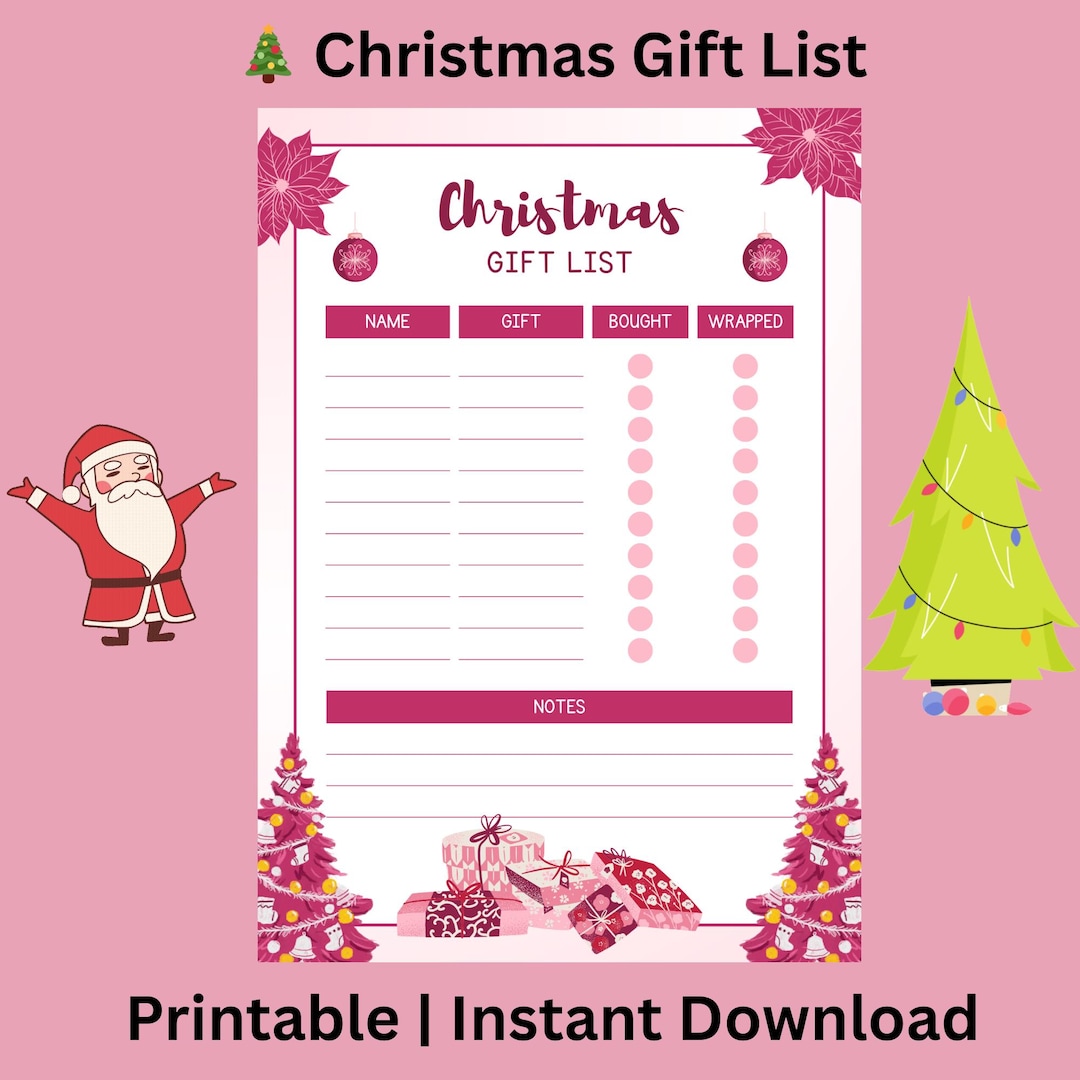 Christmas Gift List Planner Printable | Holiday Gift Tracker | Editable ...