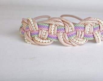 Women's Pink Woven Braided Belt