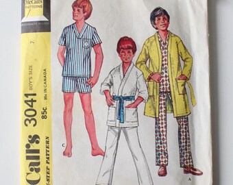 Vintage Boys pajama and robe pattern, McCalls 3041, Size 7