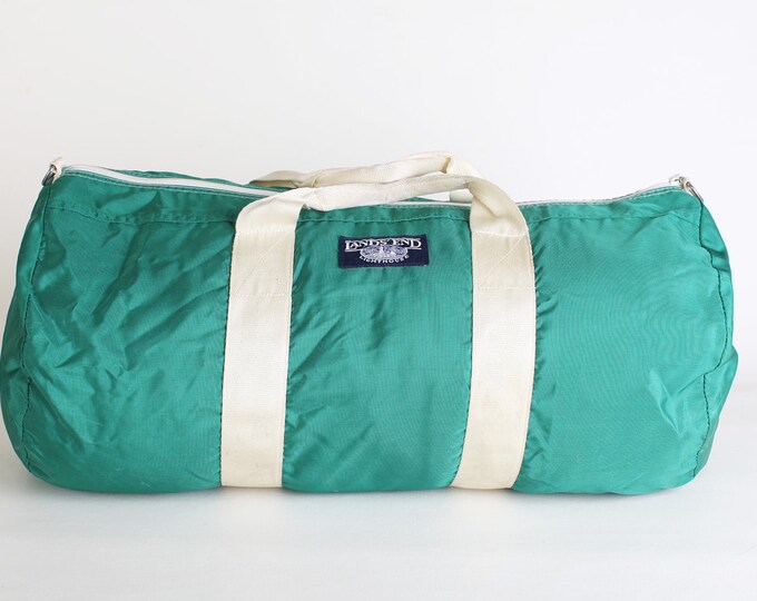 Green Canvas Lands End Duffle Bag Etsy