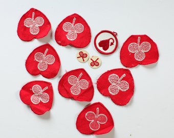 Vintage Red and white sewing appliqués