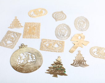 Vintage Gold Filigree Christmas Ornaments, Set of Twelve