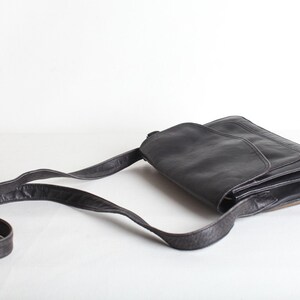 Vintage Black Leather Shoulder Bag, Crossbody Purse image 3