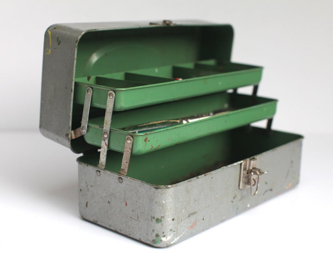 Silver Tackle Box / Sewing Box/ Craft Box Etsy