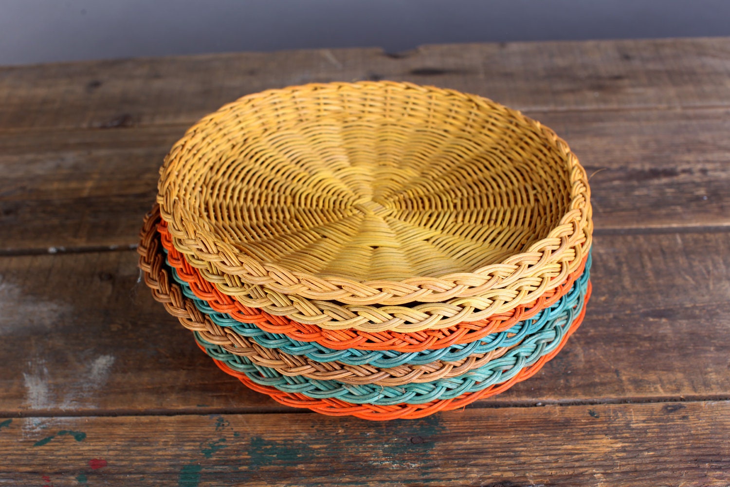 Wicker paper plate holders set of 8 Etsy