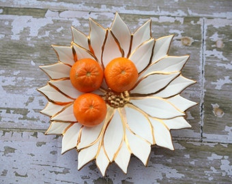 Gold and White Poinsettia Dish