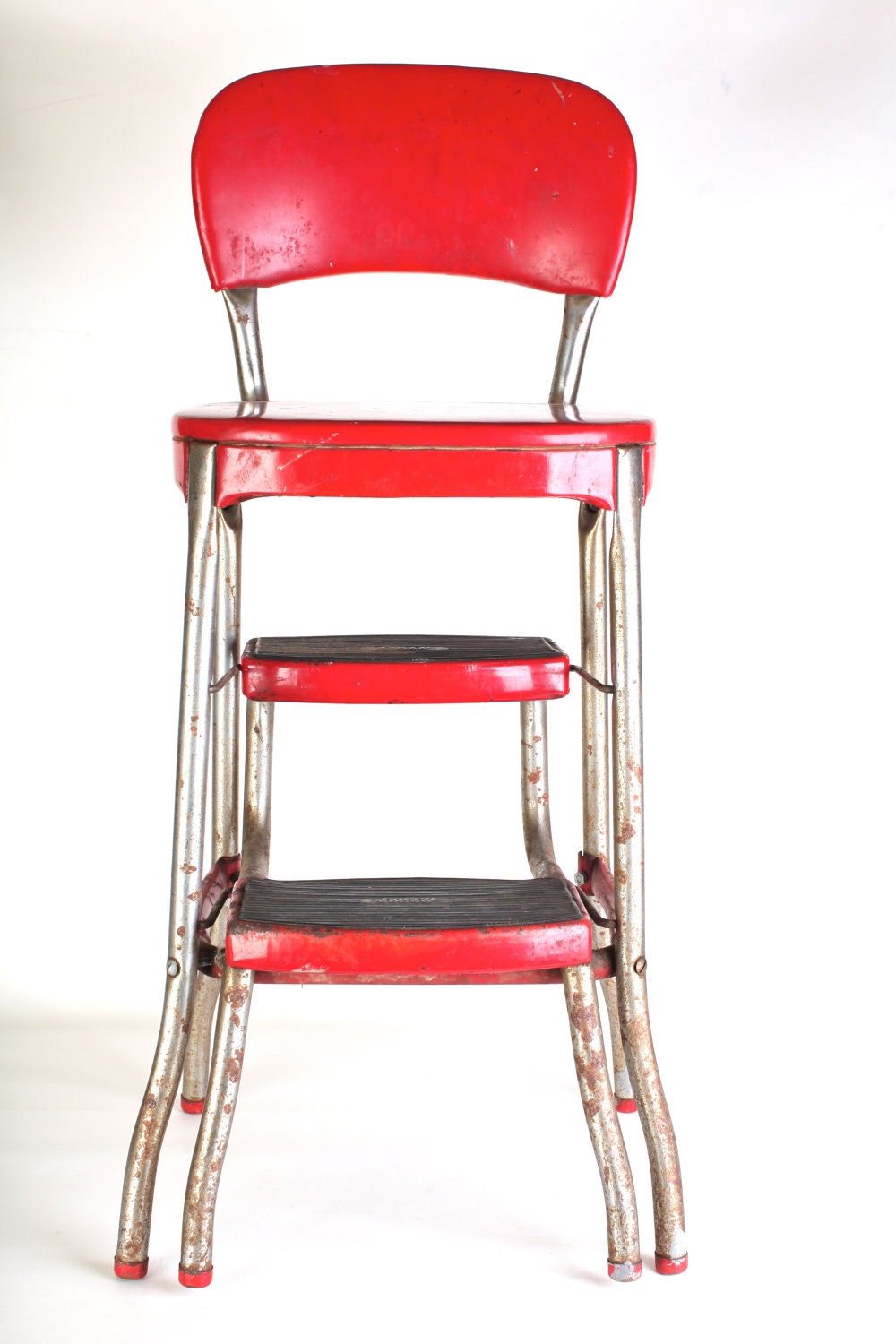 Cosco Fold Out Red Step Stool Chair 1950s tall chair Etsy