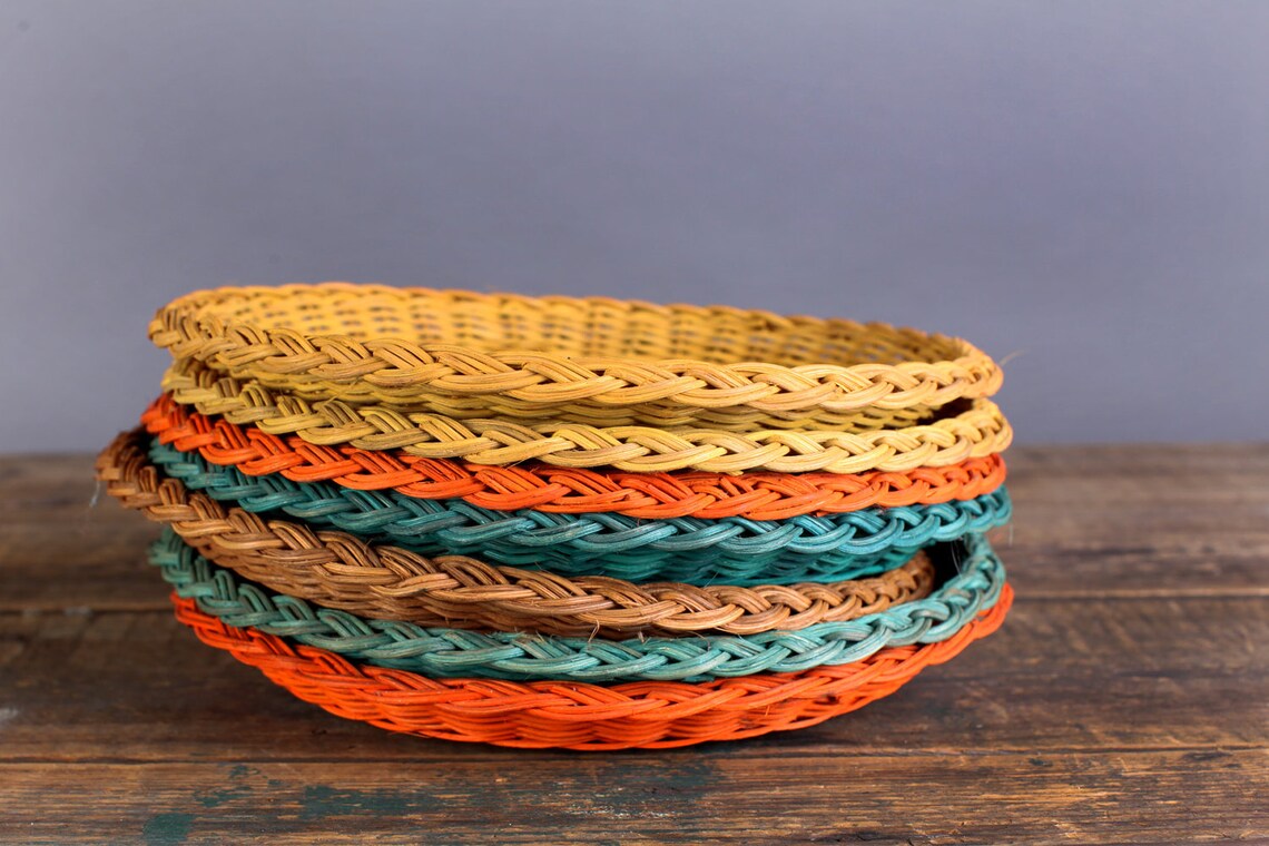 Wicker paper plate holders set of 8 Etsy