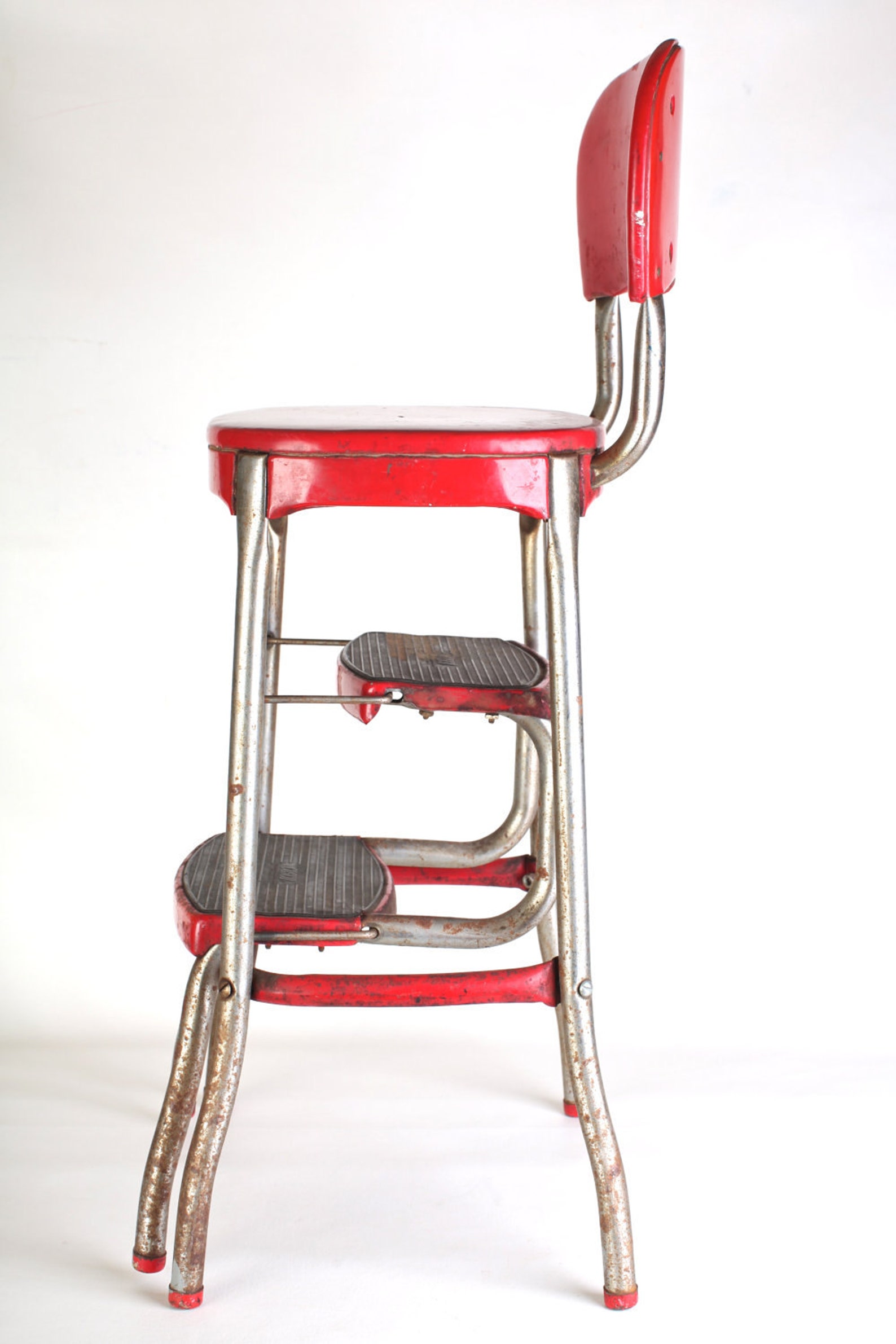 Cosco Fold Out Red Step Stool Chair 1950s tall chair Etsy