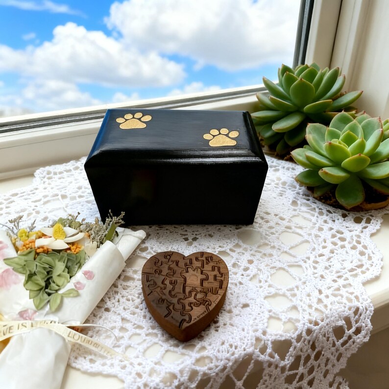 Handcrafted Wooden Pet Paw Print Keepsake Urn for Ashes - Memorial ...