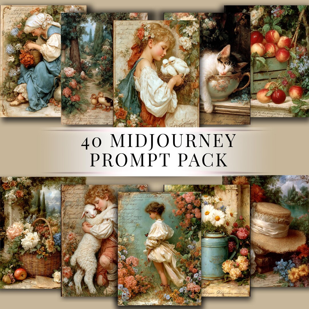 Midjourney Prompt Pack, 40 AI Art Prompts, Vintage Countryside Aesthetic | Poetic Midjourney V7 ...