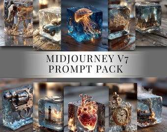MidJourney V7 Prompt Ice Cube Art | Lost Objects in Ice | Hyper Realistic AI Art Prompt | Digital Download for Journaling & Wall Art