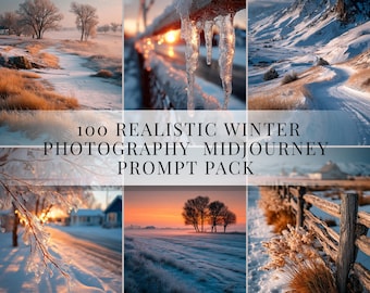 Frost & Frame — Premium Pack of 100 Realistic Winter Photography Prompts for Midjourney7 + Simple PDF Guide