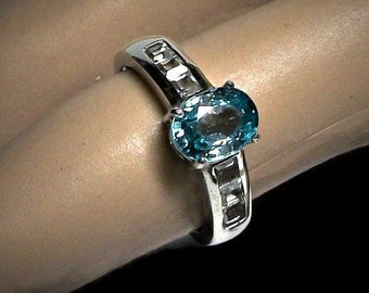 zircono blu, anello di fidanzamento blu, pietra di nascita dicembre, anello di accento blu, anello di zircone blu, s 7 "Velluto blu"
