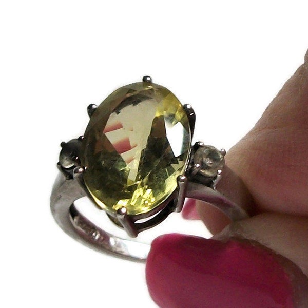 Citrine ring, lemon citrine ring, multistone ring, birthstone ring, anniversary ring, yellow, statement ring, s 6 1/2  "Yellow Brick Road"