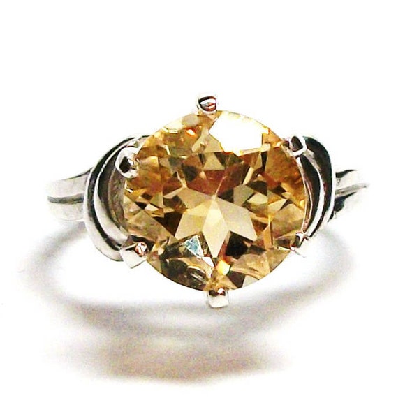 Citrine, citrine ring, birthstone ring,  banded yellow ring, solitaire ring, s 6 3/4  "Yellow Belly"