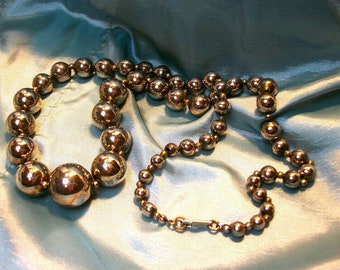 Vintage Dauplaise, Carol Dauplaise, Dauplaise ball necklace, silver ball beads, graduated silver beads, "Silver Style"