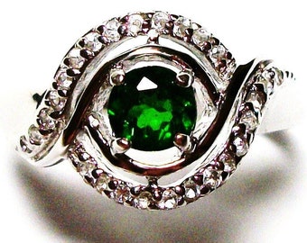 Nur reduziert, Chrom-Diopside-Ring, grüner Ring, Cocktail-Ring, grüner Schmuck, grün, s8 "grünes Licht"