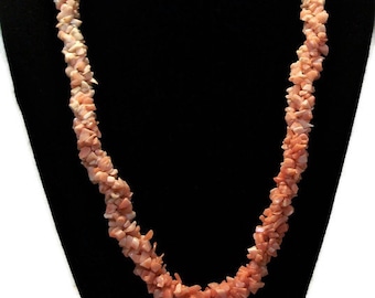 Vintage coral, coral chip necklace, peach stone, beachy jewelry, summer necklace, "Coral Summer"