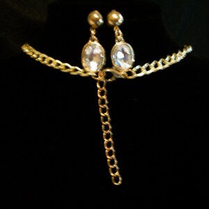Vintage necklace set, wedding necklace, wedding gift, rhinestone necklace, rhinestone earrings, bib neck, On Sale, "Rhinestone Babe" image 5