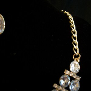 Vintage necklace set, wedding necklace, wedding gift, rhinestone necklace, rhinestone earrings, bib neck, On Sale, "Rhinestone Babe" image 4