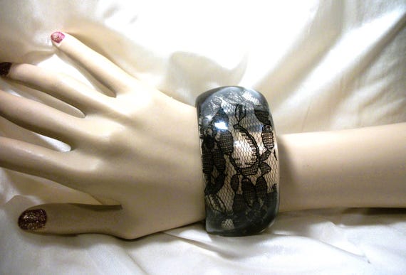 RESERVED: 7/22/2026 Vintage Bangle, 80's Madonna, Era Black Lace