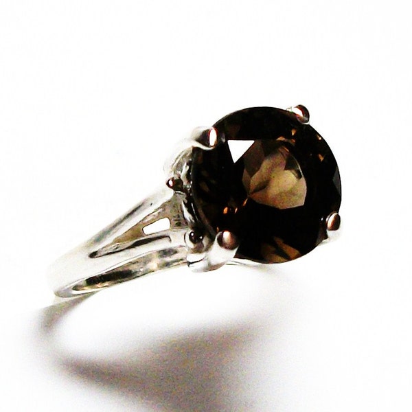 Smokey quartz, smokey quartz ring,  solitaire ring, brown ring,brown,  s 6 3/4  "Cocoa Brown"