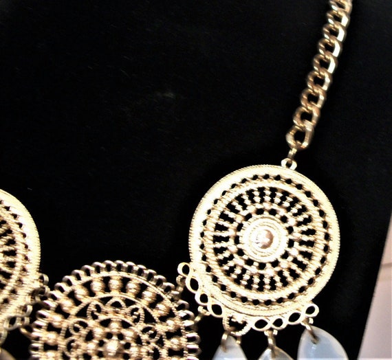 Vintage bib necklace, victorian necklace, medalli… - image 3