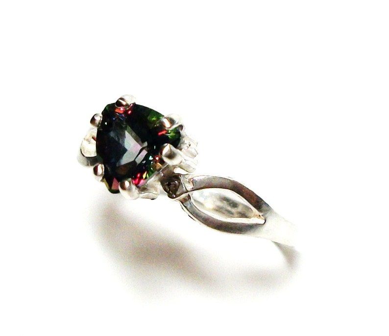 Mystic topaz, mystic topaz ring, birthstone ring, sweetheart ring, red blue purple, s 6 1/2 Bashful image 2