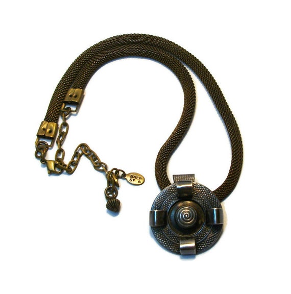 Vintage Pendant, Marjorie Baer, Brutalist Necklace, Signed