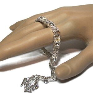 Vintage bracelet, avon bracelet, extra long bracelet, rhinestone bracelet, avon tennis bracelet, silvertone metal, &quot;Neon Light&quot;