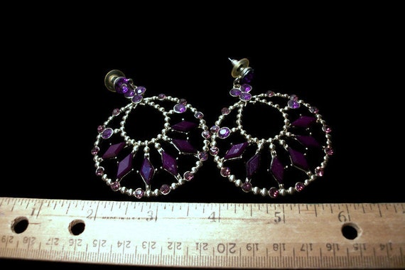 Vintage glass earrings, purple pierced earrings, … - image 7