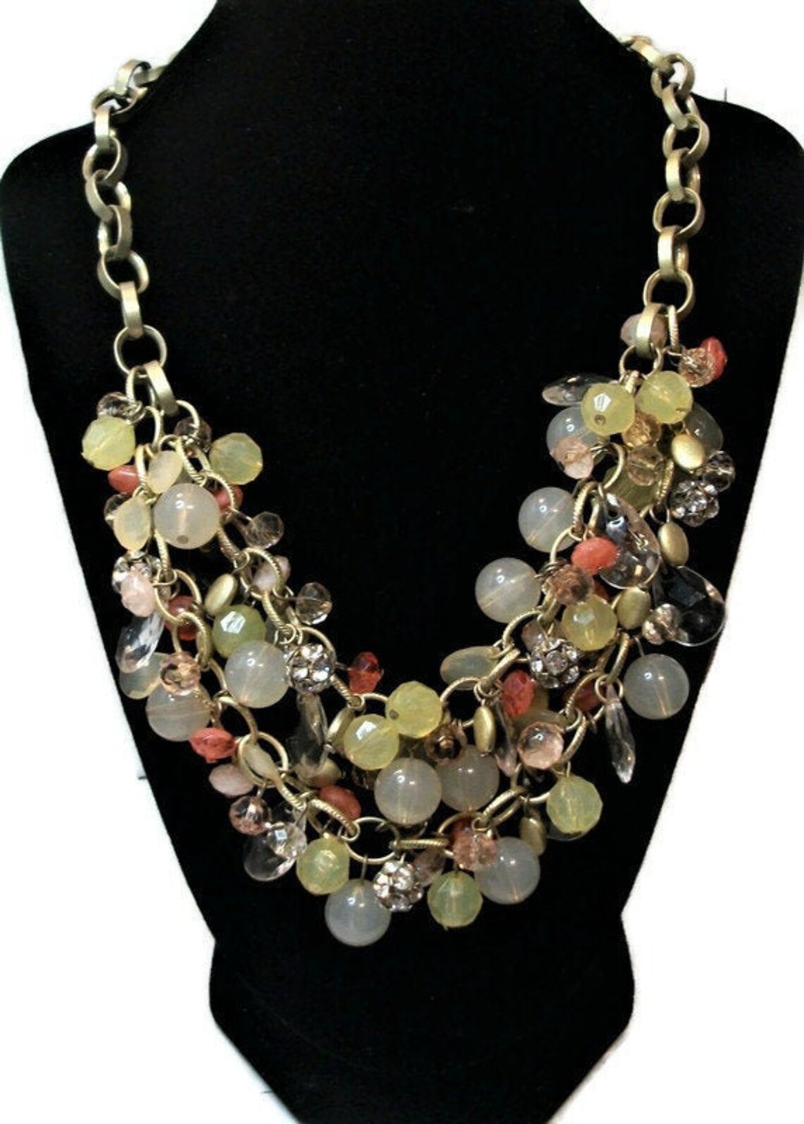 Vintage Bling Necklace Vintage Acrylic Statement Necklace Etsy