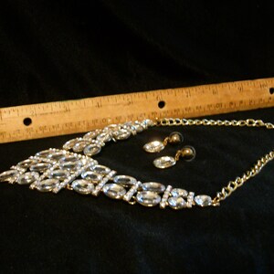 Vintage necklace set, wedding necklace, wedding gift, rhinestone necklace, rhinestone earrings, bib neck, On Sale, "Rhinestone Babe" image 7