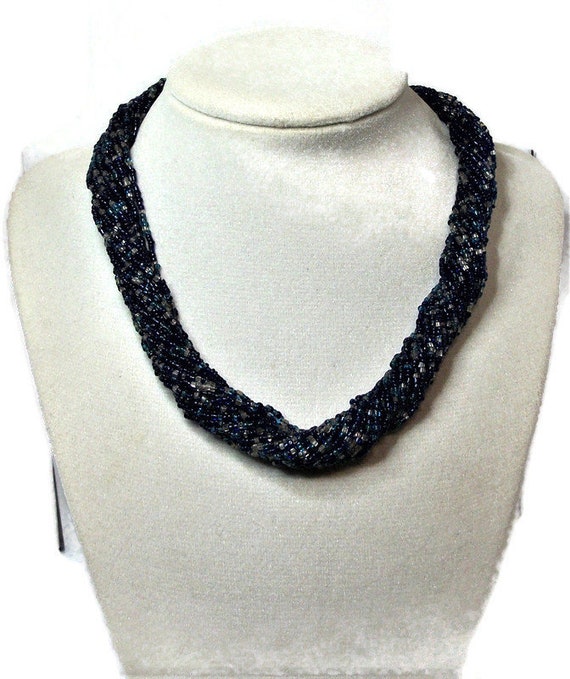 Vintage Necklace Twisted Bead Necklace Screw Back Necklace Etsy