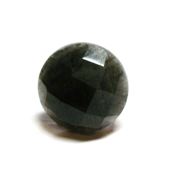 Labradorite, labradorite cab, faceted cabochon, black and gray,  jewelry making, jewelry supplies, "Licorice"