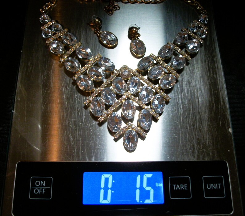 Vintage necklace set, wedding necklace, wedding gift, rhinestone necklace, rhinestone earrings, bib neck, On Sale, "Rhinestone Babe" image 9